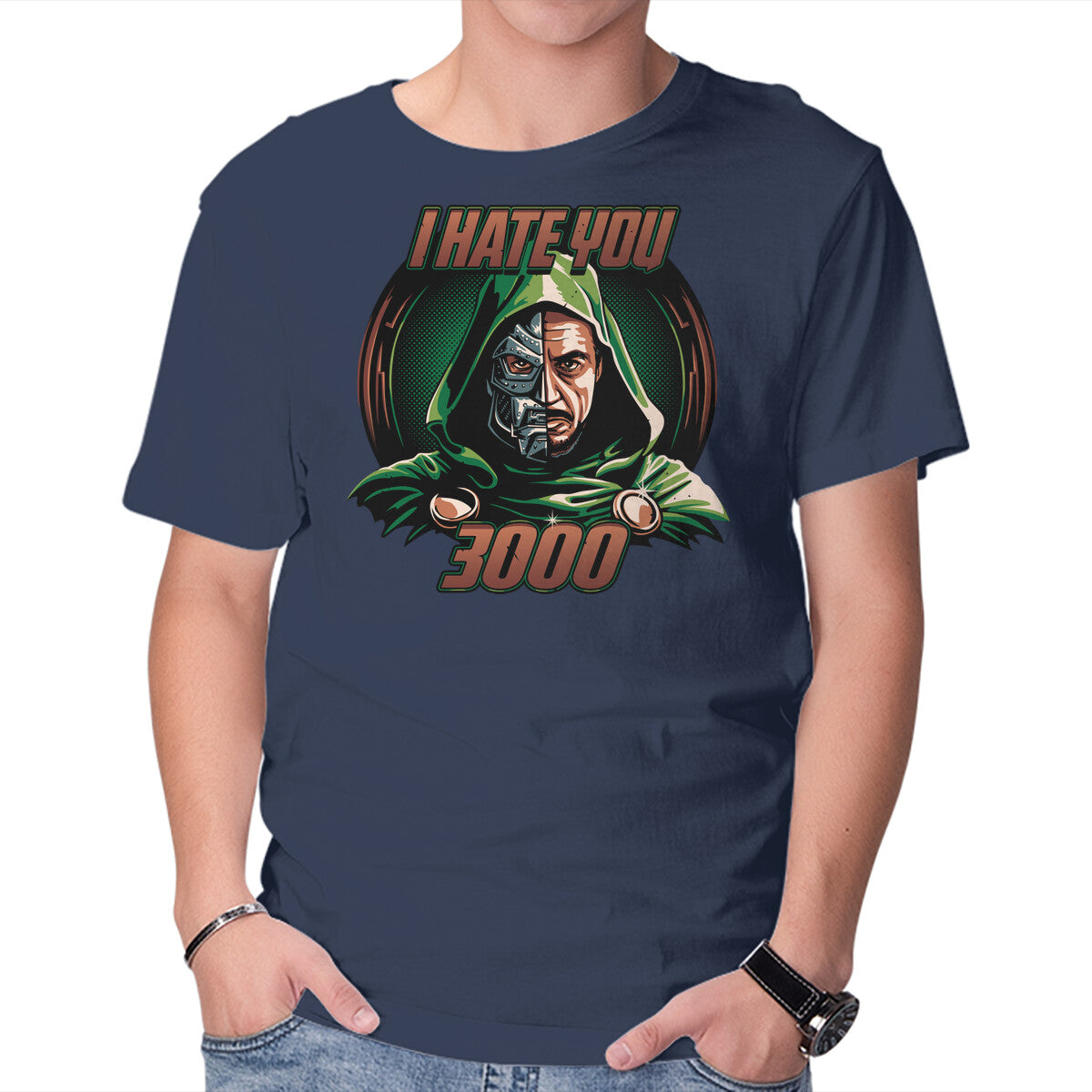 I Hate You 3000 – Fantasy Graphic T-Shirt in navy, product display