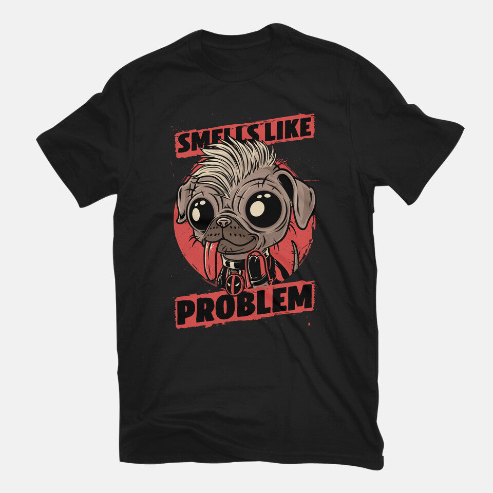 Dead Cute Dog Hero – Dog Graphic T-Shirt in black, flat-lay product view