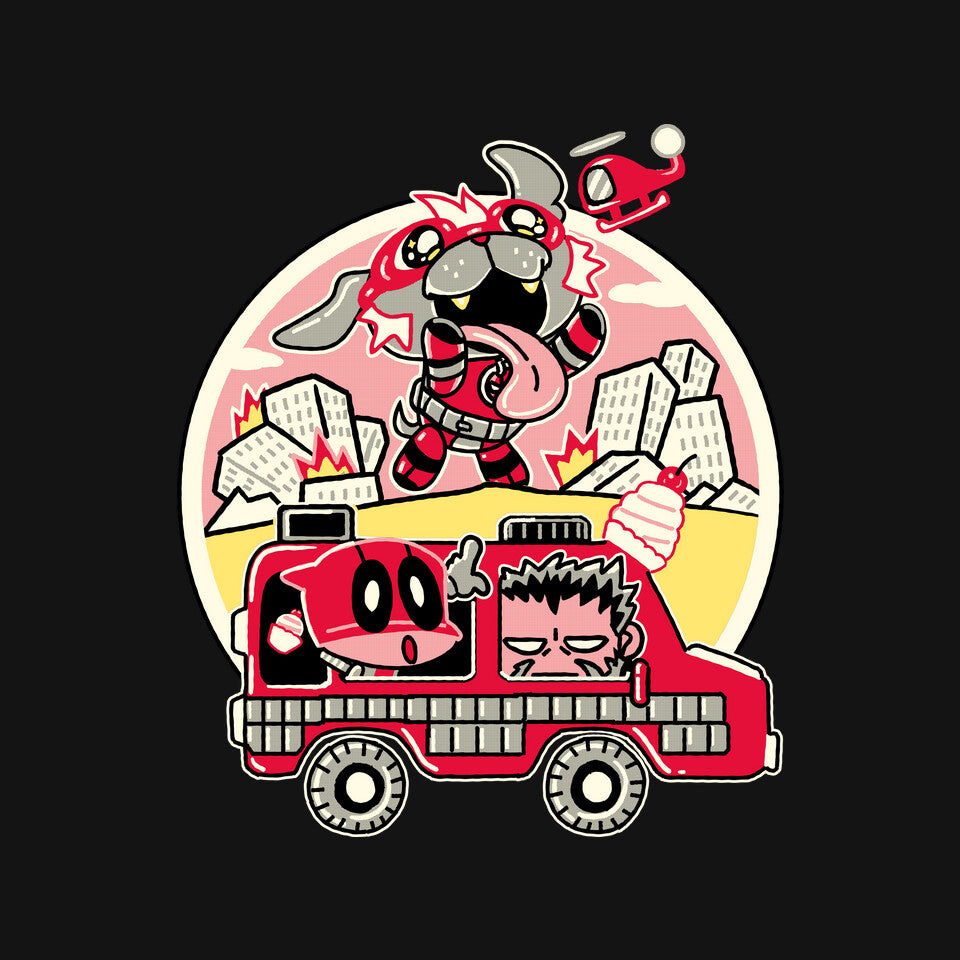Dogpoolzilla – Dog Graphic T-Shirt design artwork for black graphic T-shirt