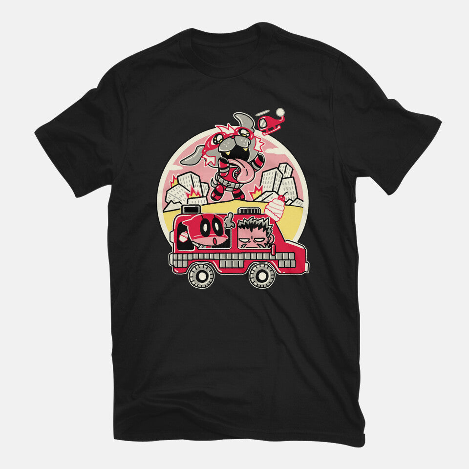 Dogpoolzilla – Dog Graphic T-Shirt in black, flat-lay product view