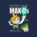 Mak-O's Cereal – Gaming Graphic T-Shirt design artwork for navy graphic T-shirt