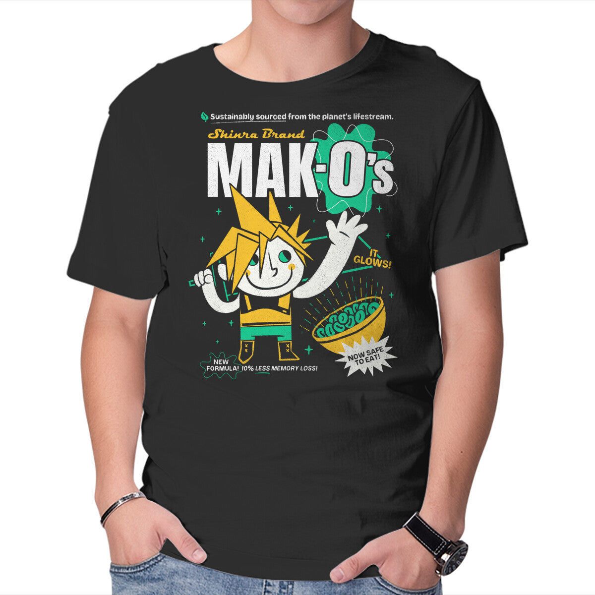 Mak-O's Cereal – Gaming Graphic T-Shirt in black, product display