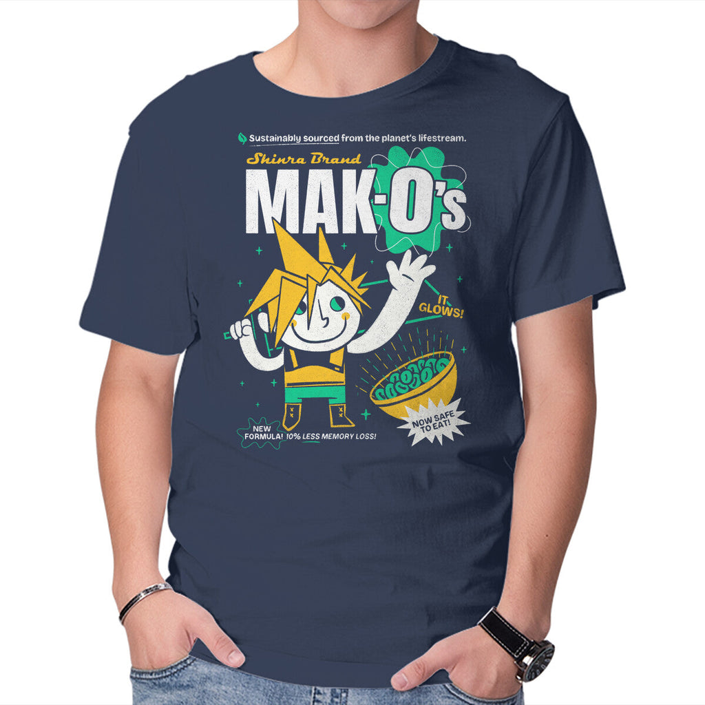 Mak-O's Cereal – Gaming Graphic T-Shirt in navy, product display