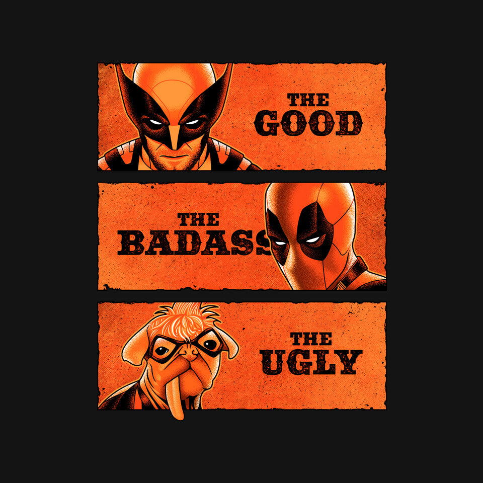The Good The Badass The Ugly – Movie Graphic T-Shirt design artwork for black graphic T-shirt