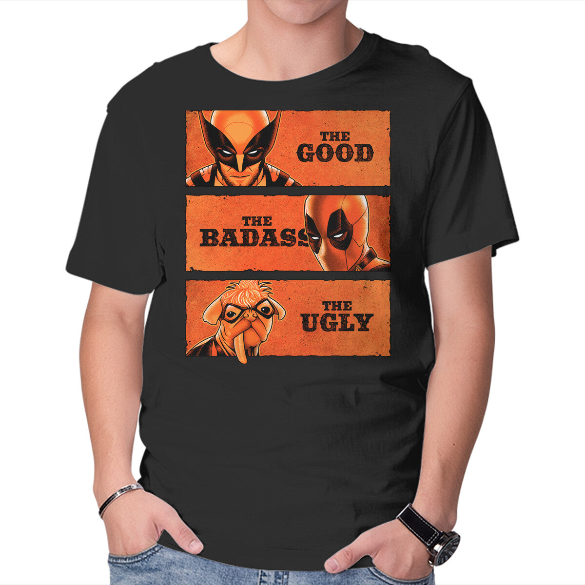 The Good The Badass The Ugly – Movie Graphic T-Shirt in black, product display