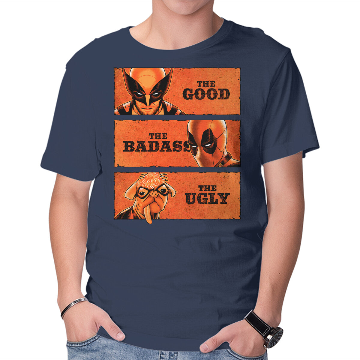 The Good The Badass The Ugly – Movie Graphic T-Shirt in navy, product display