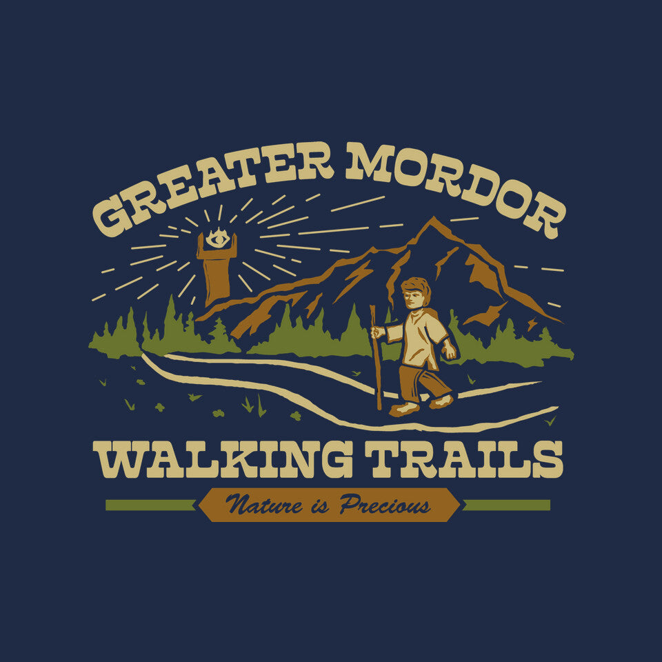 One Does Not Simply Hike – Fantasy Graphic T-Shirt design artwork for navy graphic T-shirt