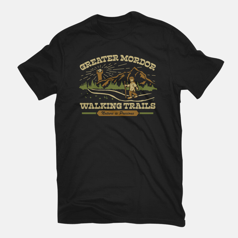 One Does Not Simply Hike – Fantasy Graphic T-Shirt in black, flat-lay product view