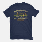 One Does Not Simply Hike – Fantasy Graphic T-Shirt in navy, flat-lay product view