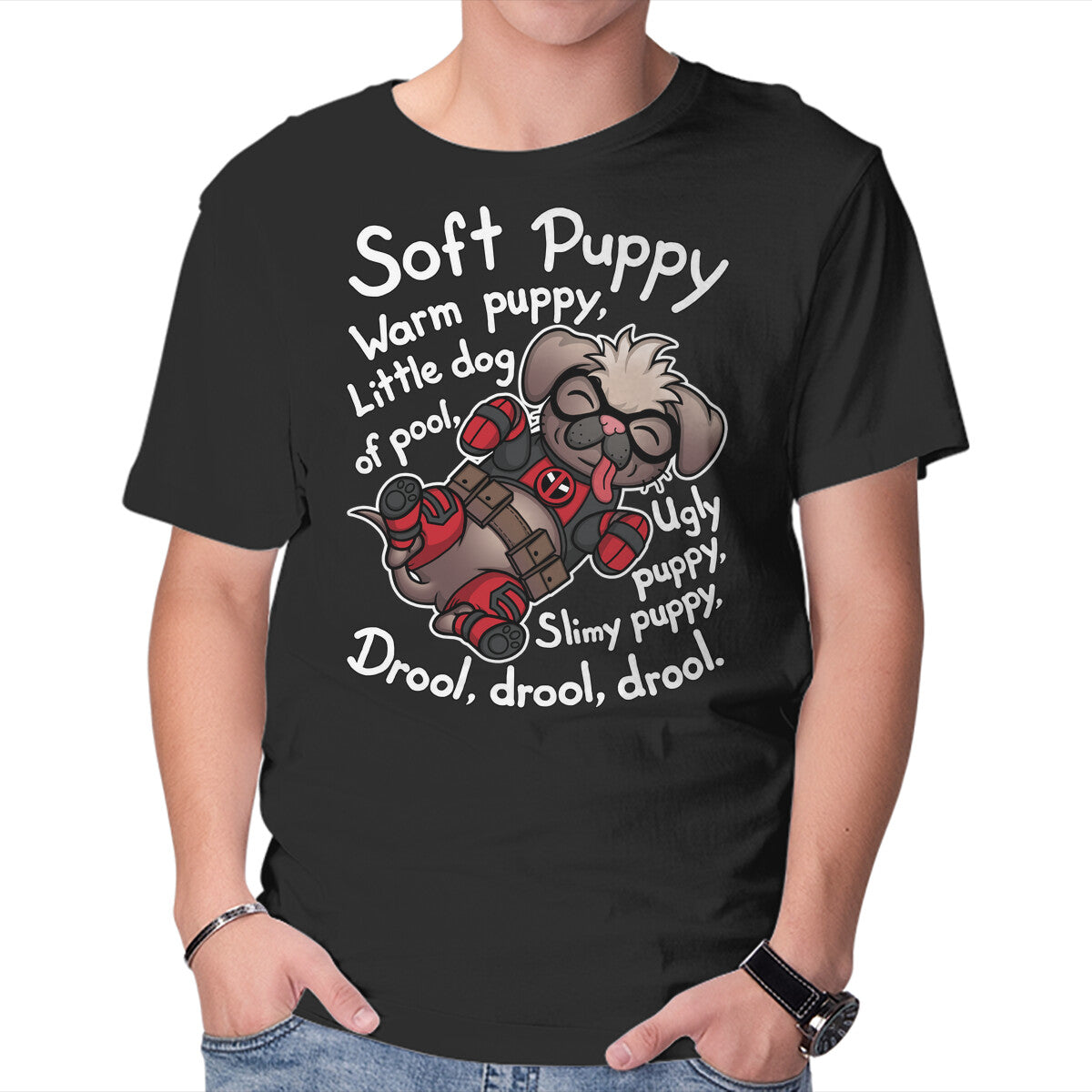 Soft Dogpool – Dog Graphic T-Shirt in black, product display