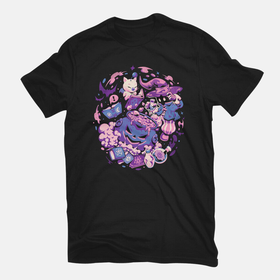 Mage Spell – Halloween Graphic T-Shirt in black, flat-lay product view