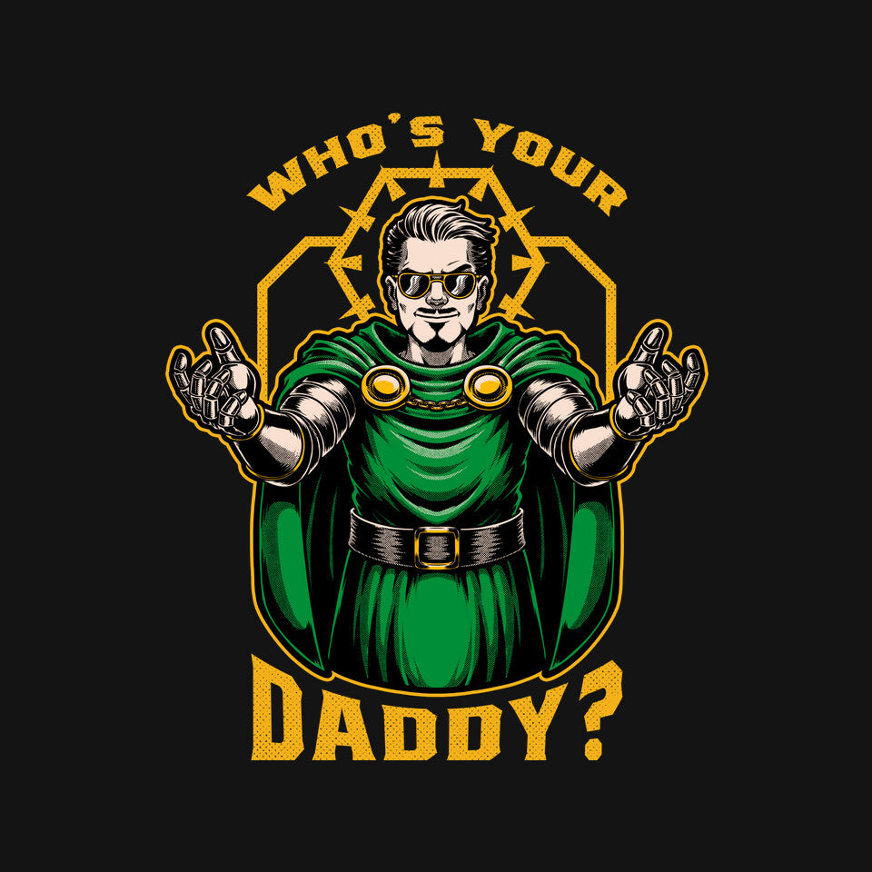 Doom Daddy Comic Villain – Fantasy Graphic T-Shirt design artwork for black graphic T-shirt