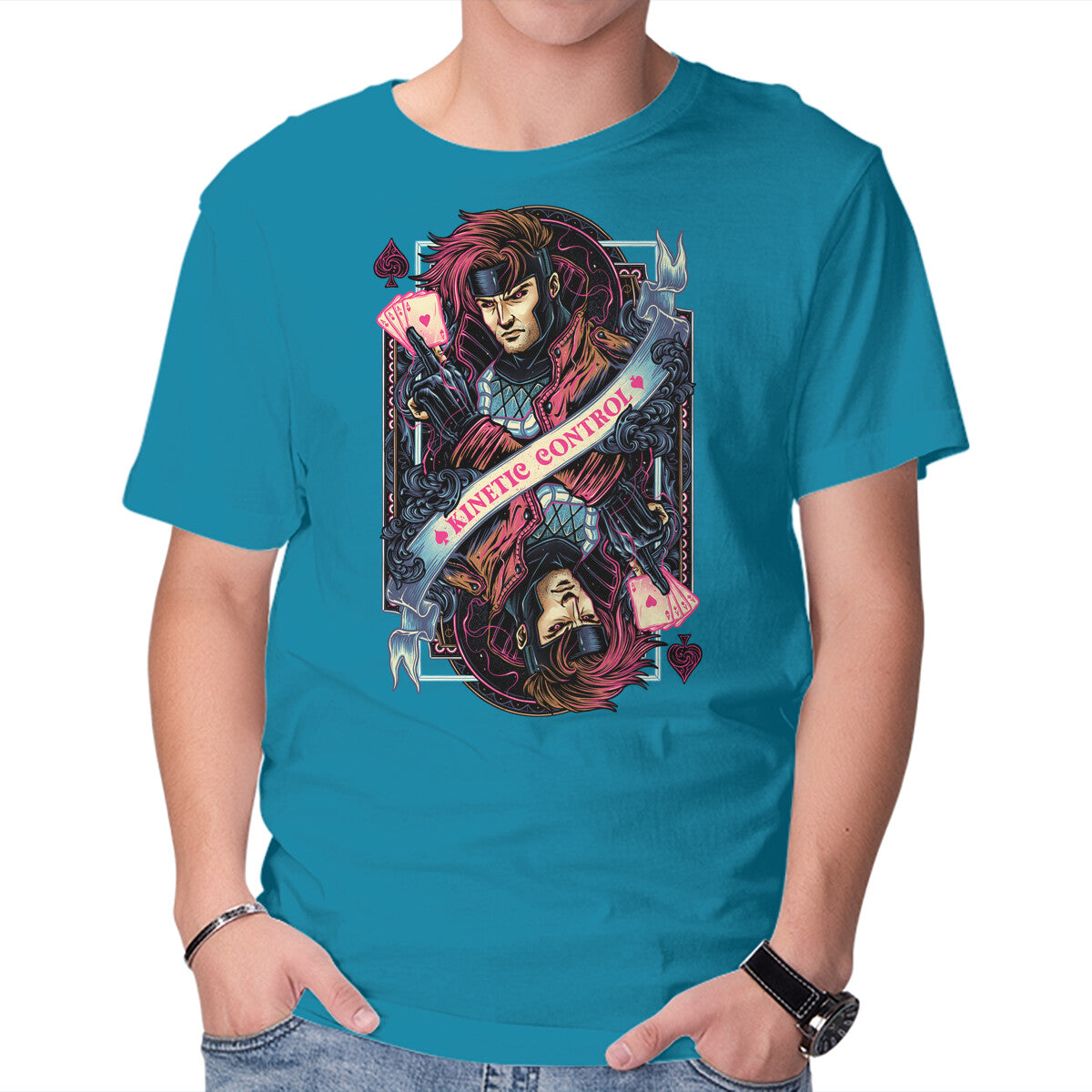 Kinetic Control Card – Sci-Fi Graphic T-Shirt in turquoise, product display
