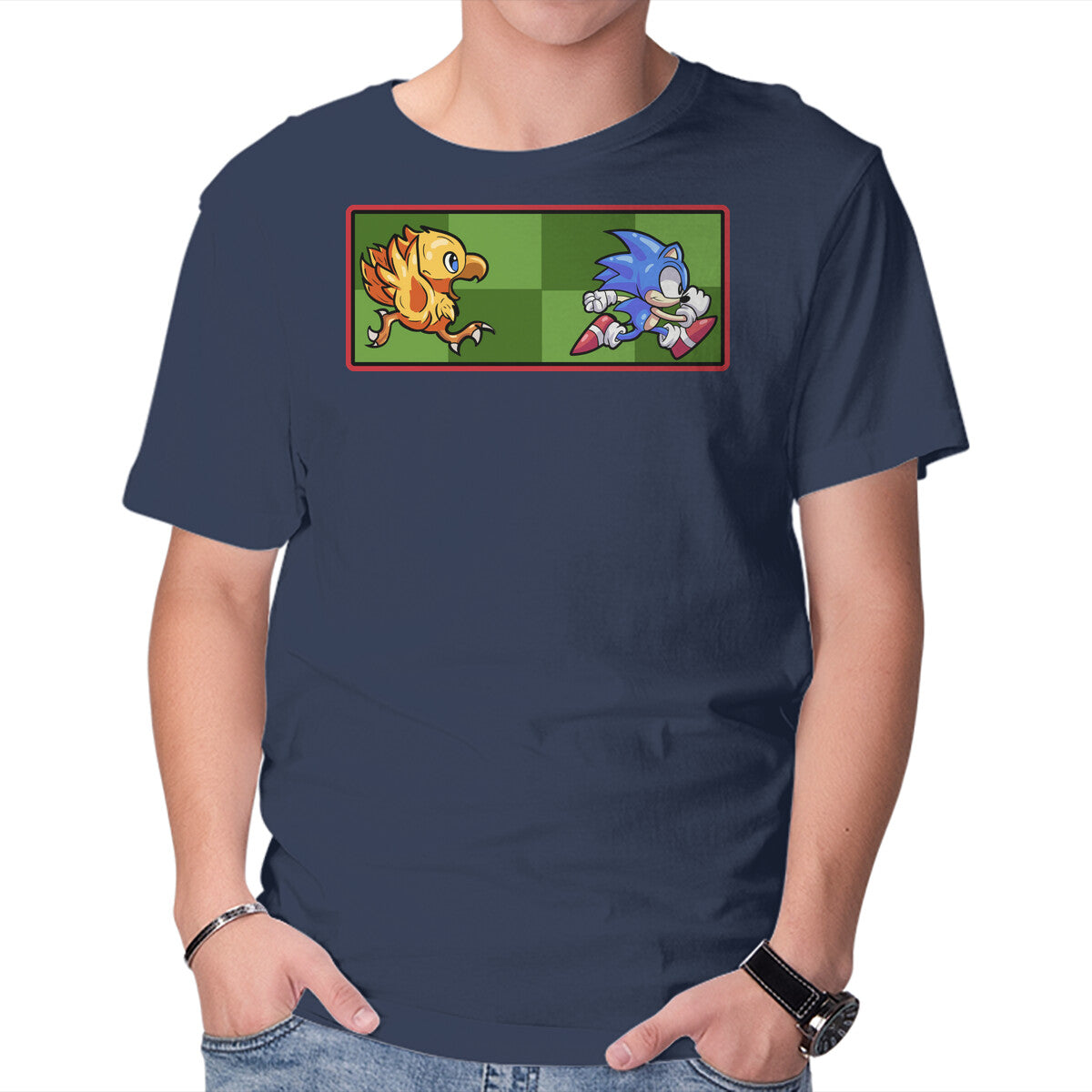 Unfair Race – Gaming Graphic T-Shirt in navy, product display