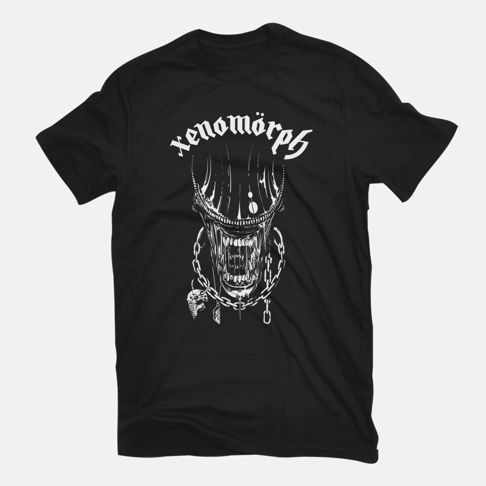 Xenomorph – Sci-Fi Graphic T-Shirt in black, flat-lay product view