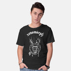 Model wearing black Xenomorph – Sci-Fi Graphic T-Shirt