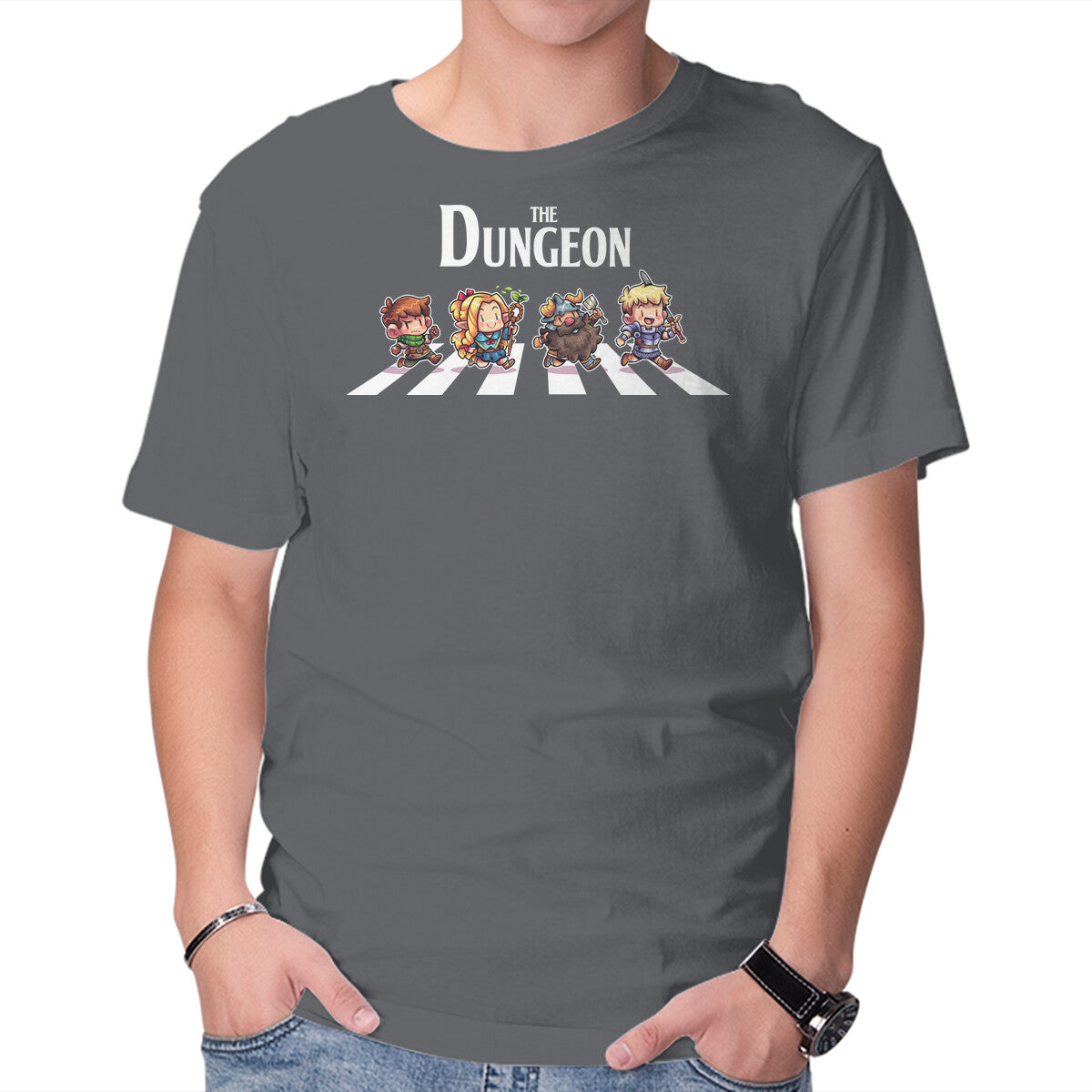 The Dungeon – Gaming Graphic T-Shirt in charcoal, product display