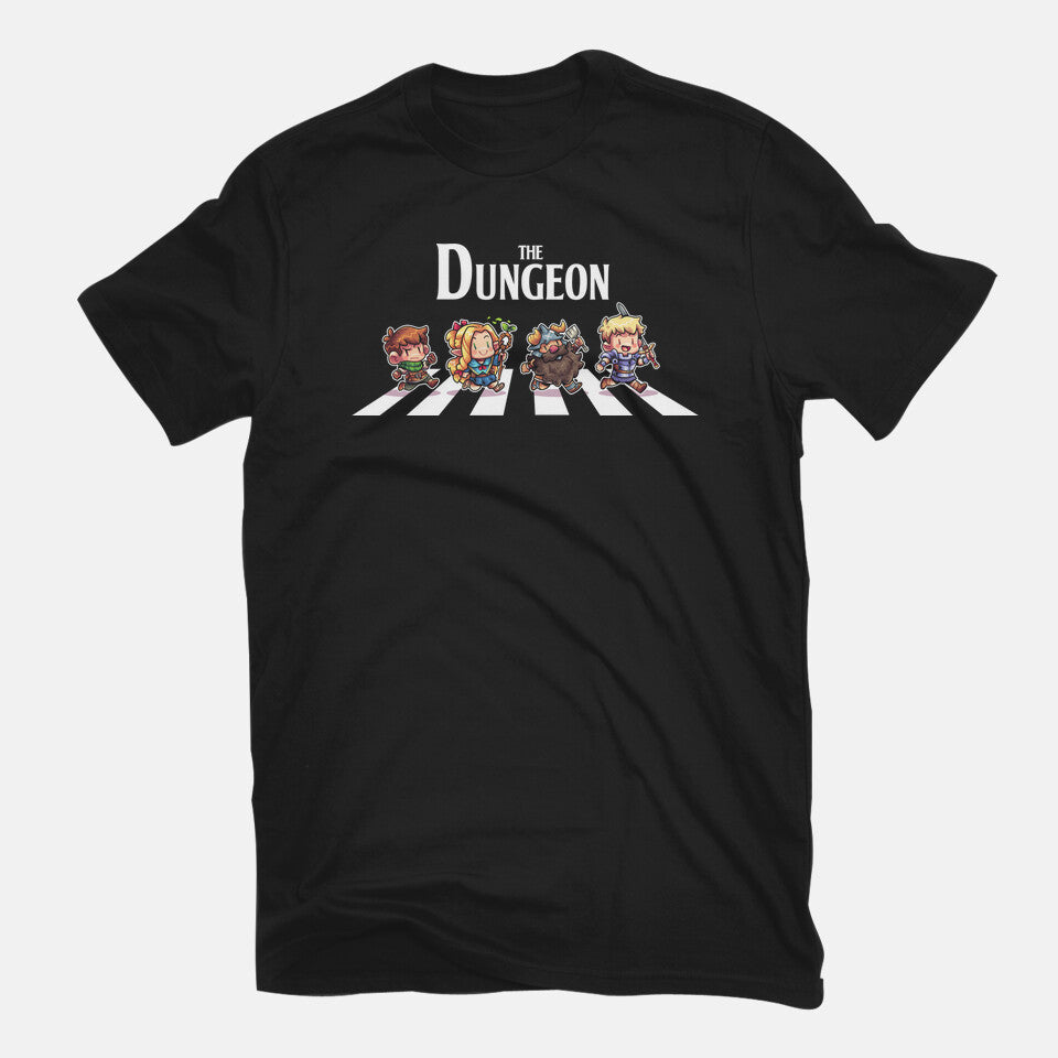 The Dungeon – Gaming Graphic T-Shirt in black, flat-lay product view