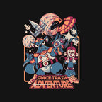 Space Trash Adventure – Sci-Fi Graphic T-Shirt design artwork for black graphic T-shirt