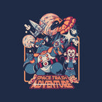 Space Trash Adventure – Sci-Fi Graphic T-Shirt design artwork for navy graphic T-shirt