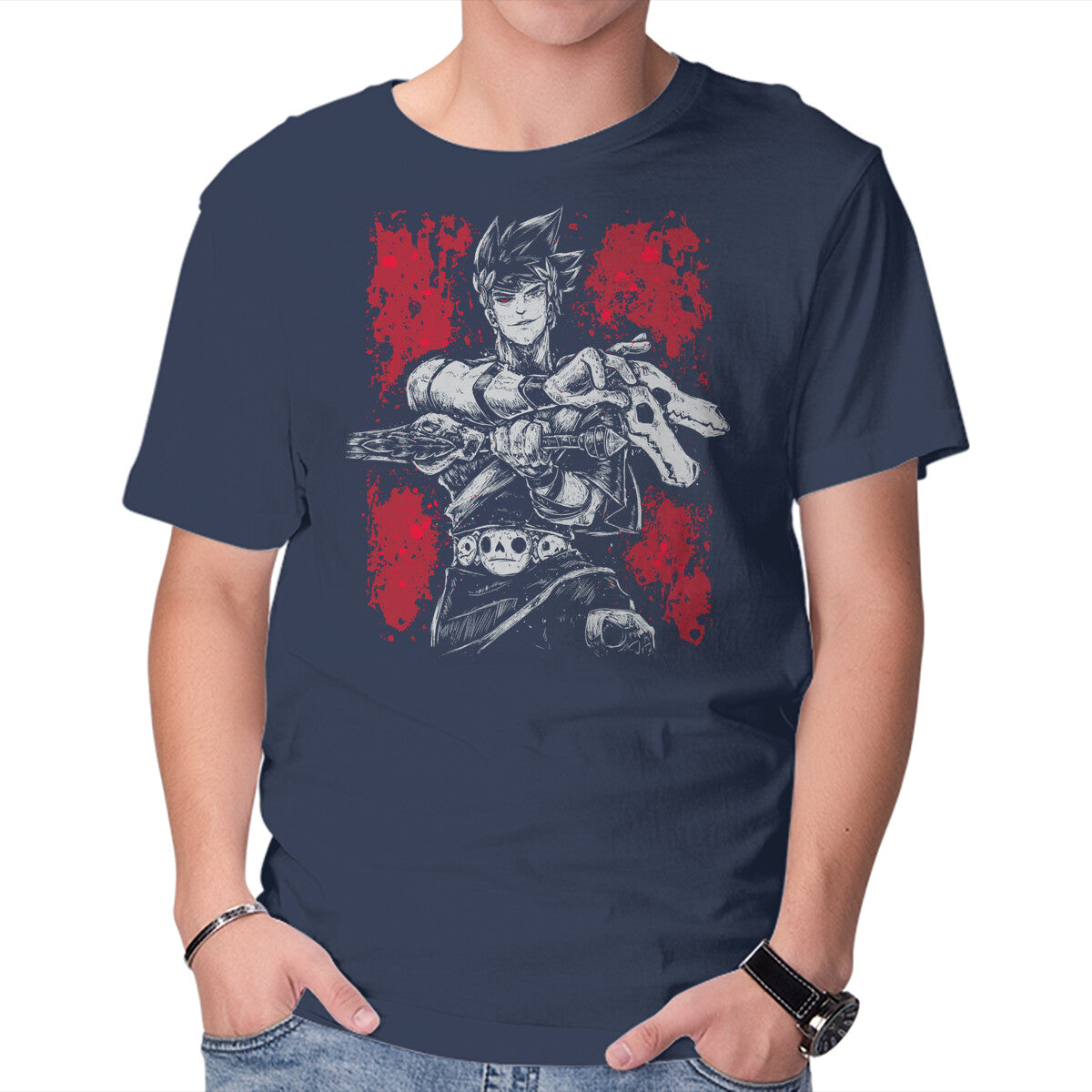 Hell Hades – Gaming Graphic T-Shirt in navy, product display