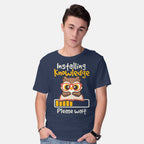Model wearing navy Installing Knowledge – Animal Graphic T-Shirt