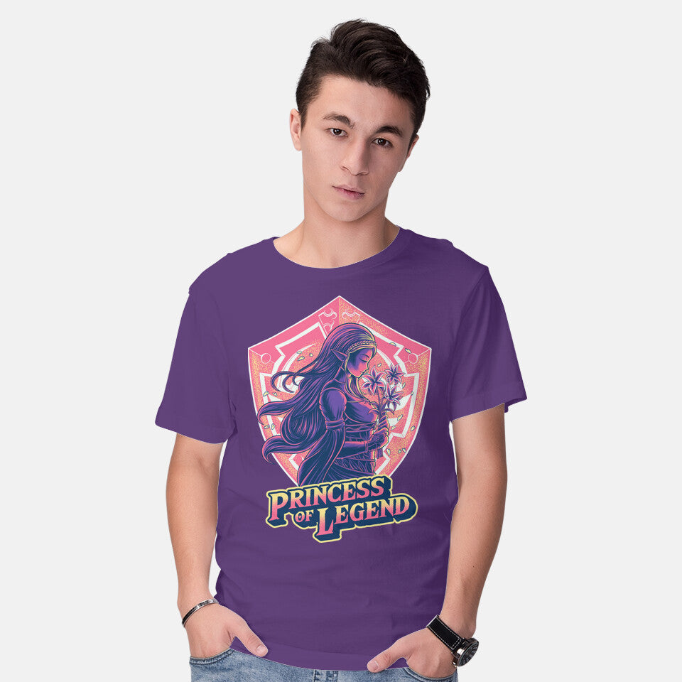 Model wearing purple Princess Of Legend – Gaming Graphic T-Shirt