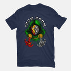 Iron Doom – Fantasy Graphic T-Shirt in navy, flat-lay product view