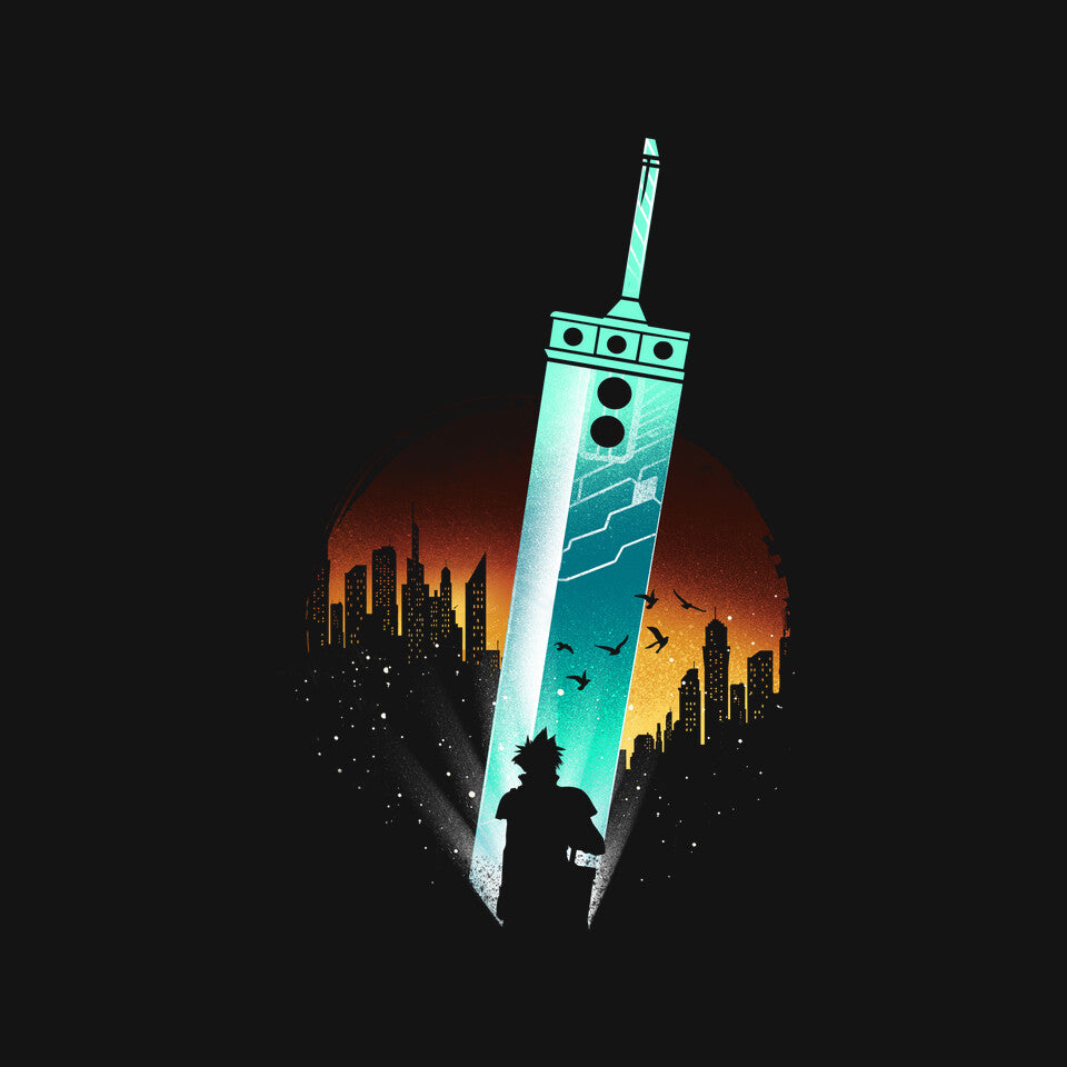Buster Sword – Gaming Graphic T-Shirt design artwork for black graphic T-shirt