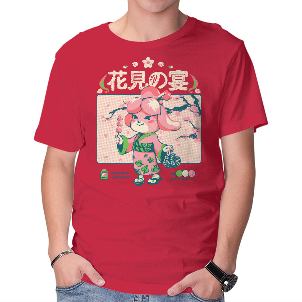 Crossing Hanami – Gaming Graphic T-Shirt in red, product display