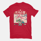 Crossing Hanami – Gaming Graphic T-Shirt in red, flat-lay product view