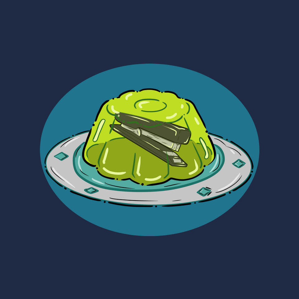 Jelly Prank – Funny Graphic T-Shirt design artwork for navy graphic T-shirt