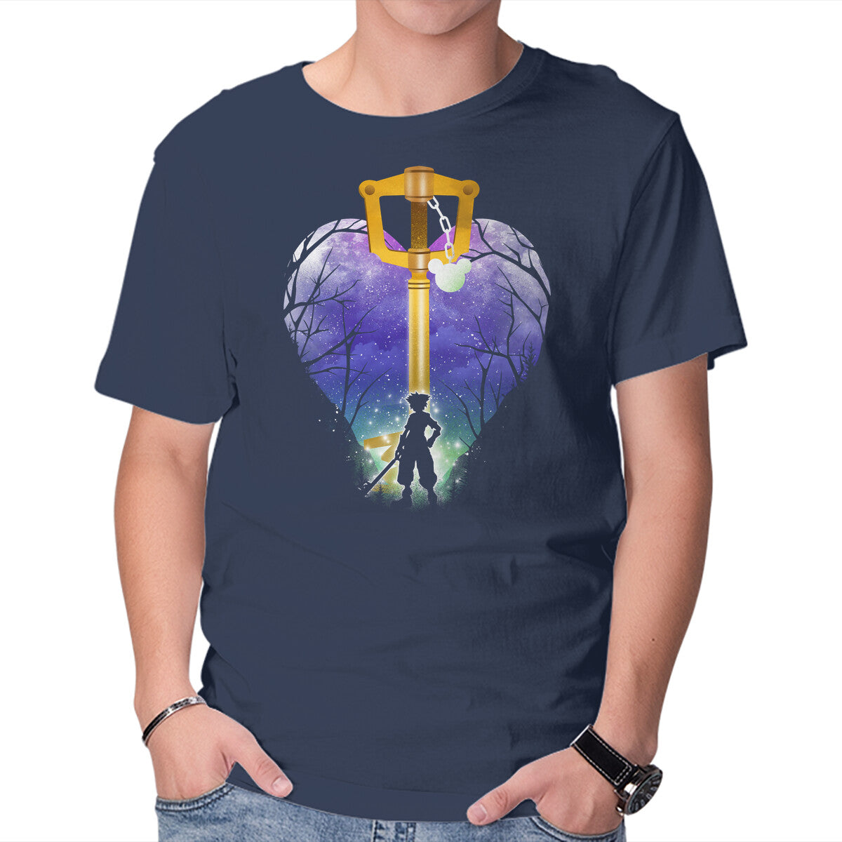 The Keyblade – Gaming Graphic T-Shirt in navy, product display