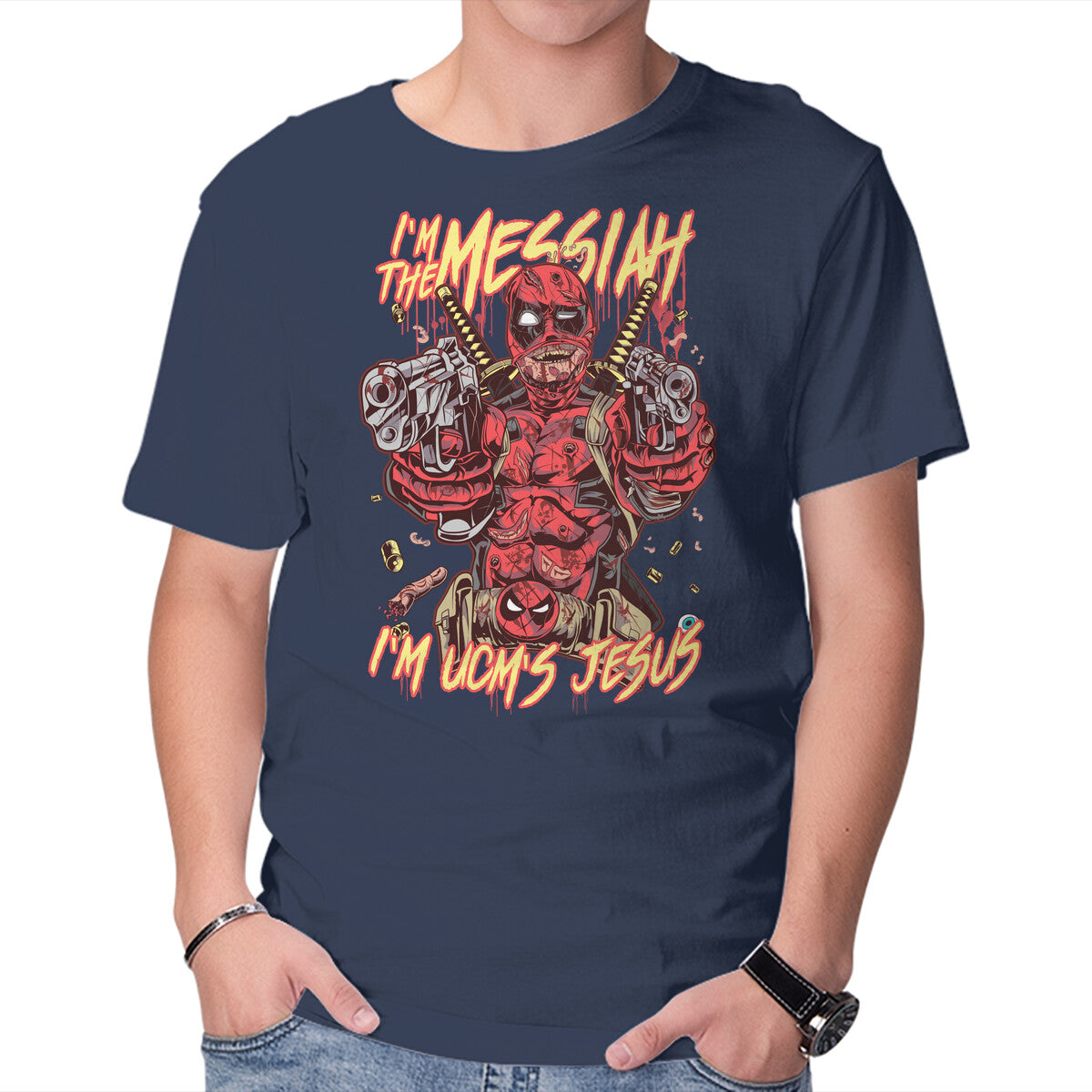 I'm UCM's Jesus – Movie Graphic T-Shirt in navy, product display