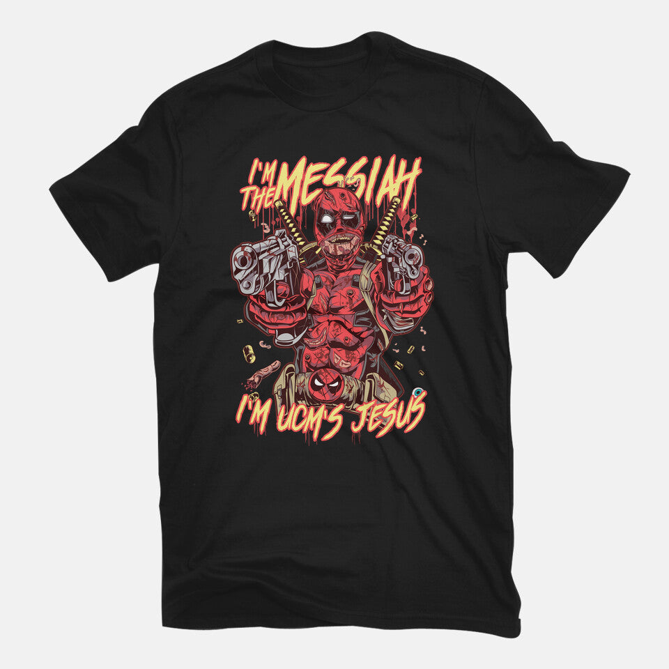 I'm UCM's Jesus – Movie Graphic T-Shirt in black, flat-lay product view