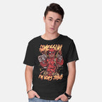 Model wearing black I'm UCM's Jesus – Movie Graphic T-Shirt