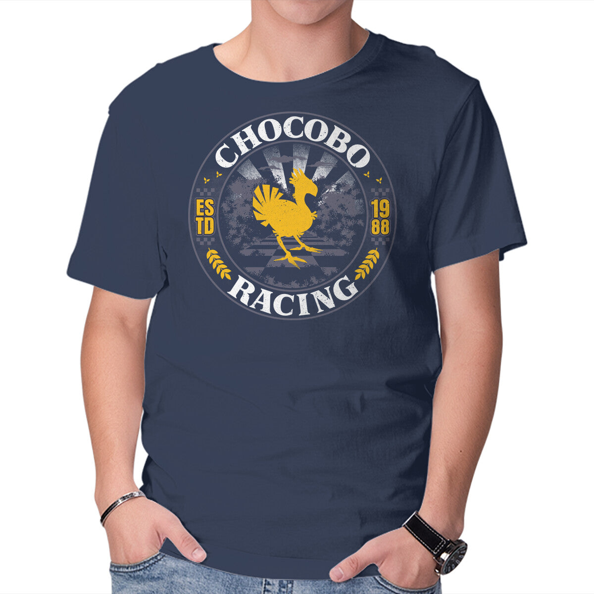 Chocobo Racing – Gaming Graphic T-Shirt in navy, product display