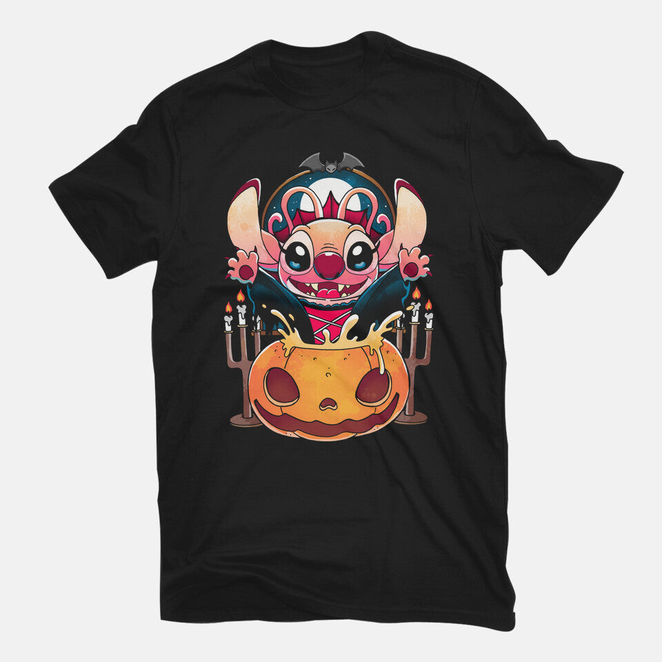 Sweet Pumpkin Experiment – Halloween Graphic T-Shirt in black, flat-lay product view