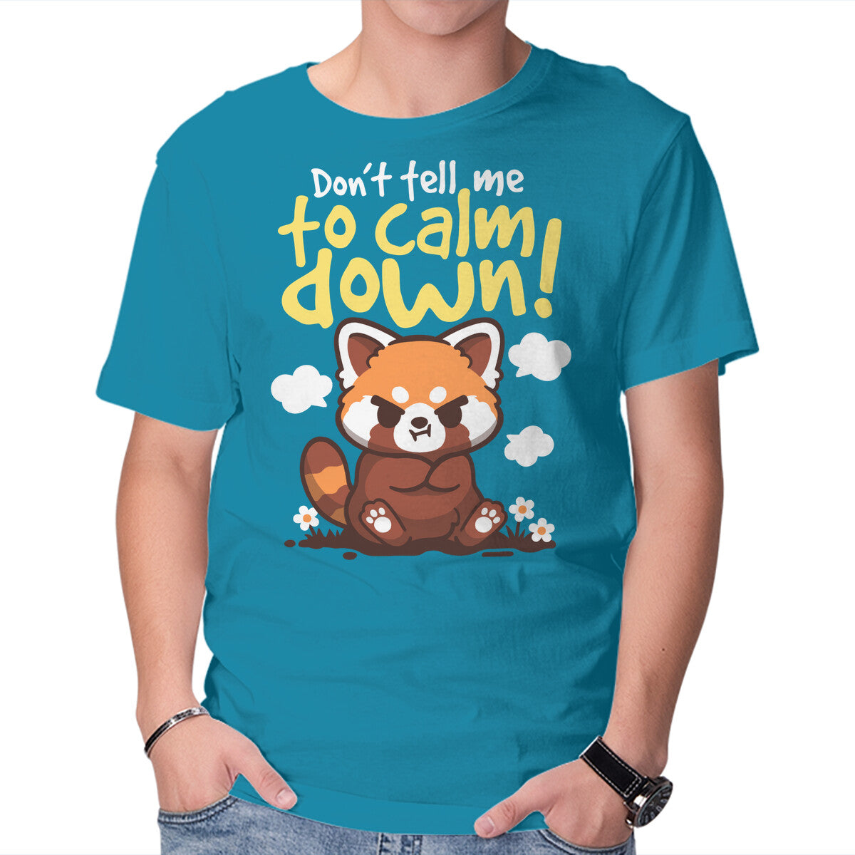Don't Tell Me To Calm Down – Animal Graphic T-Shirt in turquoise, product display