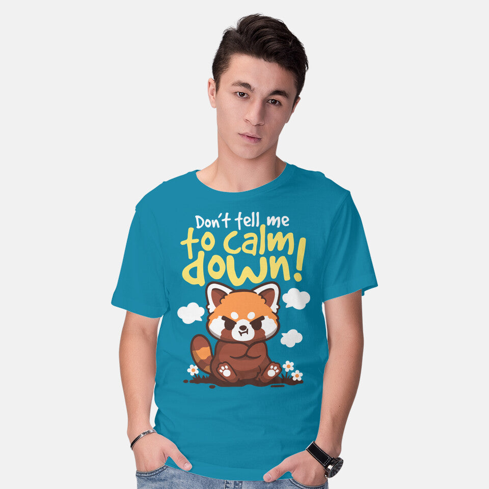 Model wearing turquoise Don't Tell Me To Calm Down – Animal Graphic T-Shirt