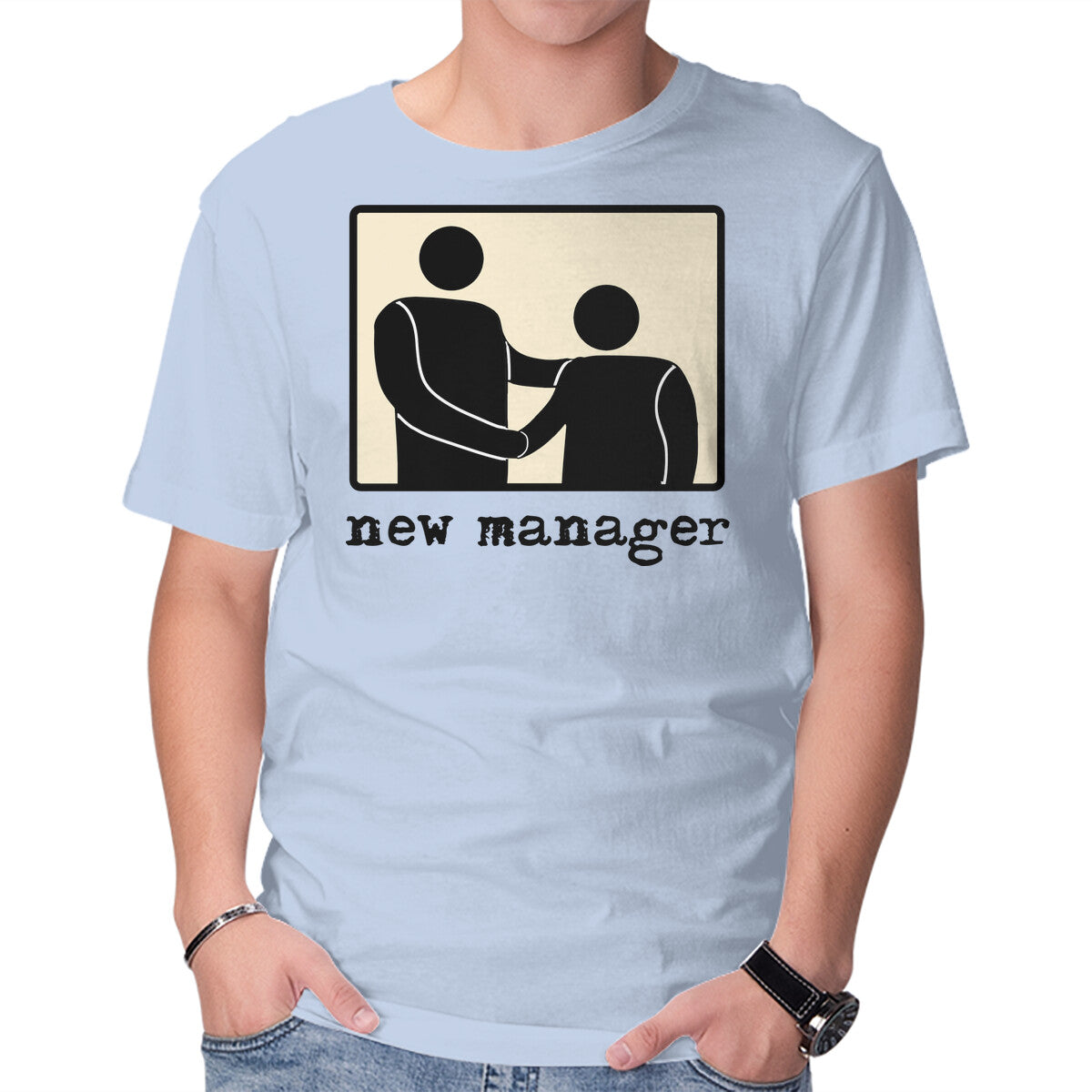New Manager – Funny Graphic T-Shirt in blue, product display