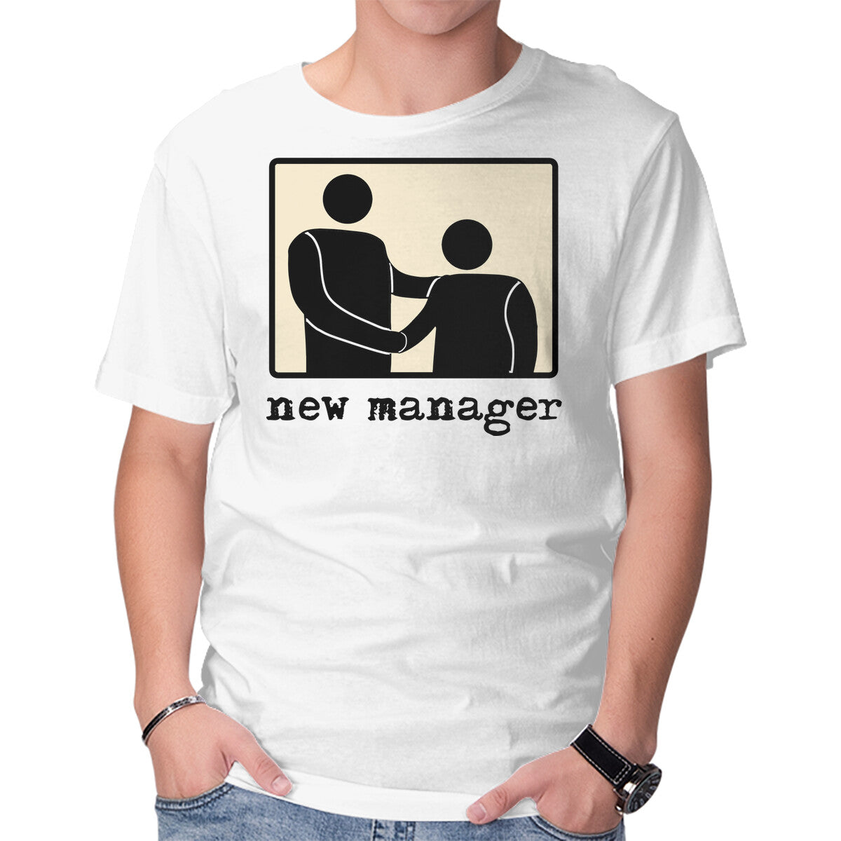 New Manager – Funny Graphic T-Shirt in white, product display