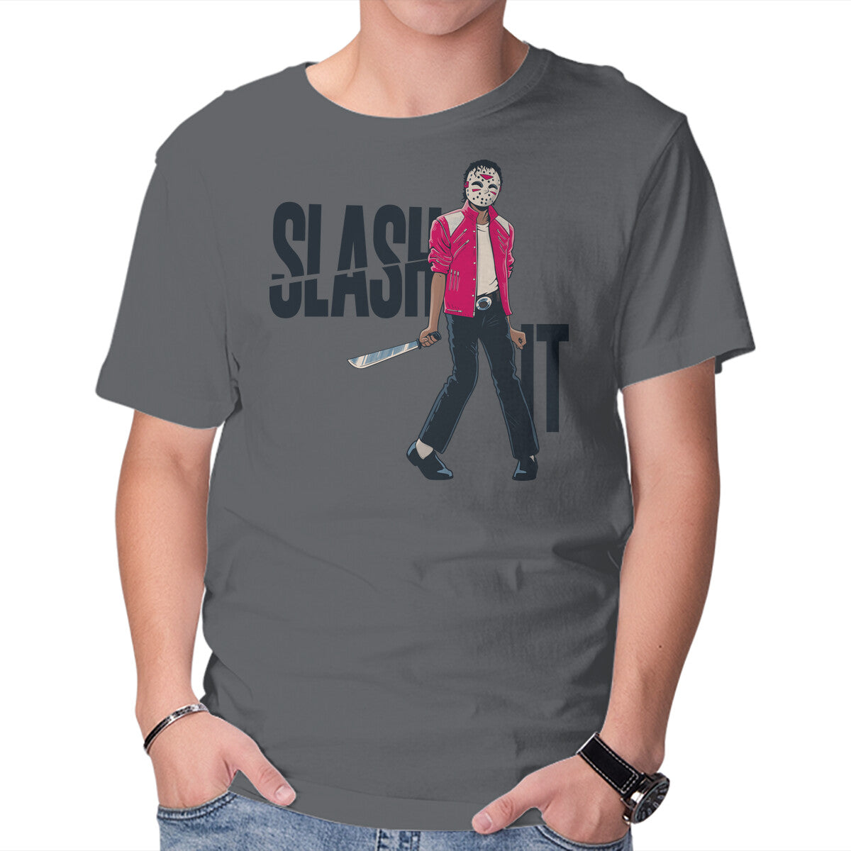 Slash It – Horror Graphic T-Shirt in charcoal, product display