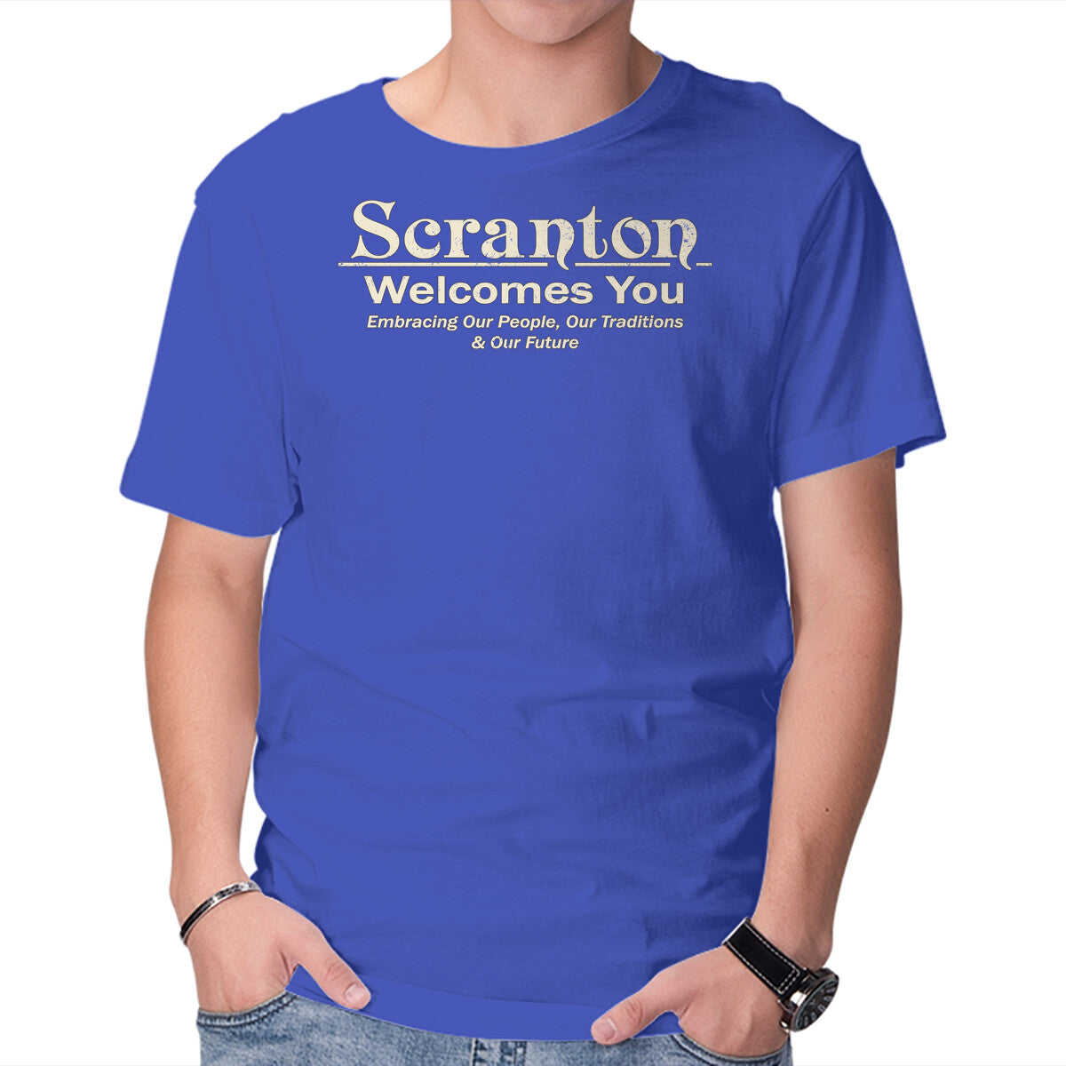 Dunder City – Funny Graphic T-Shirt in royal blue, product display