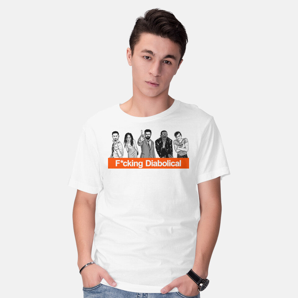 Model wearing white Boyspotting Graphic T-Shirt
