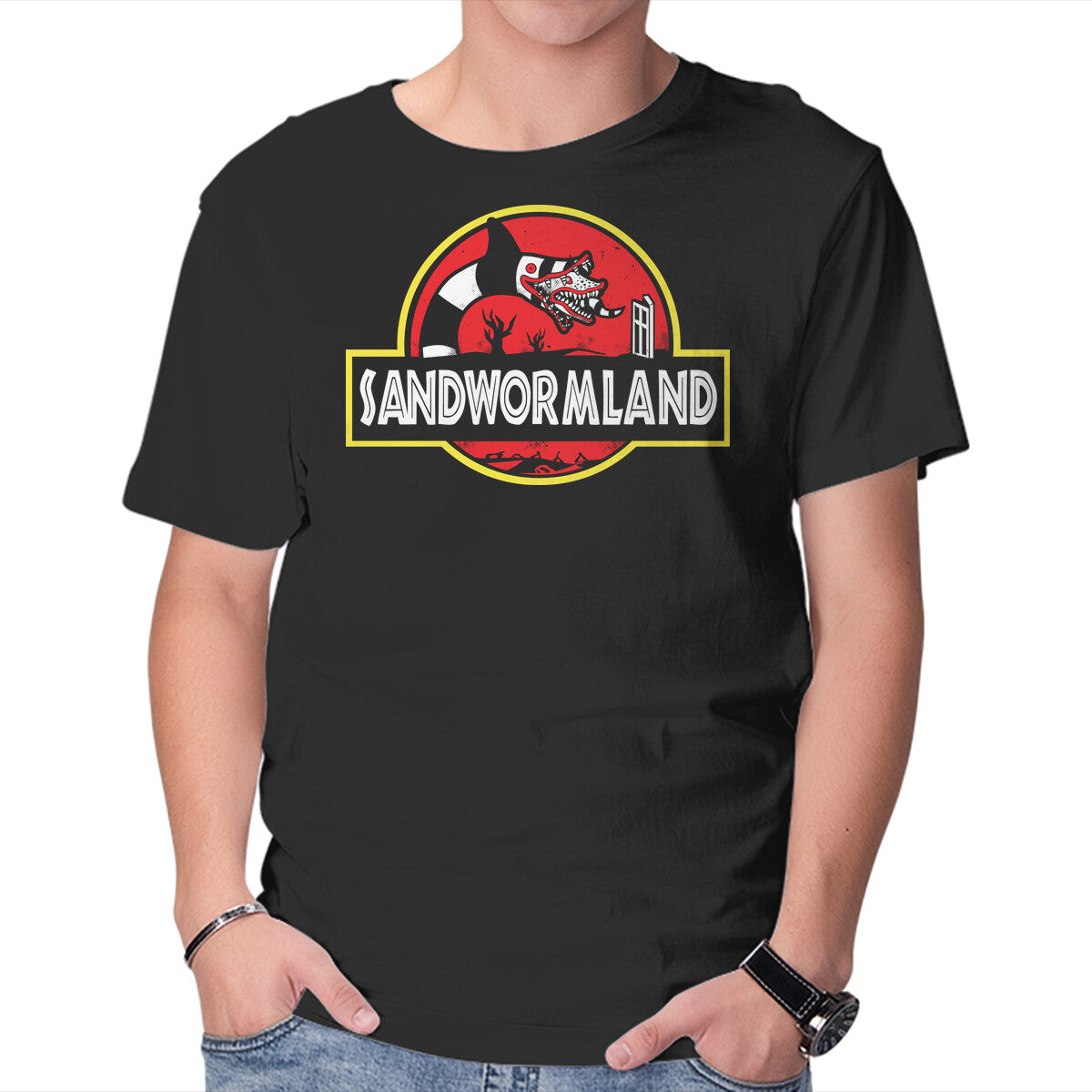 Sandwormland – Horror Graphic T-Shirt in black, product display
