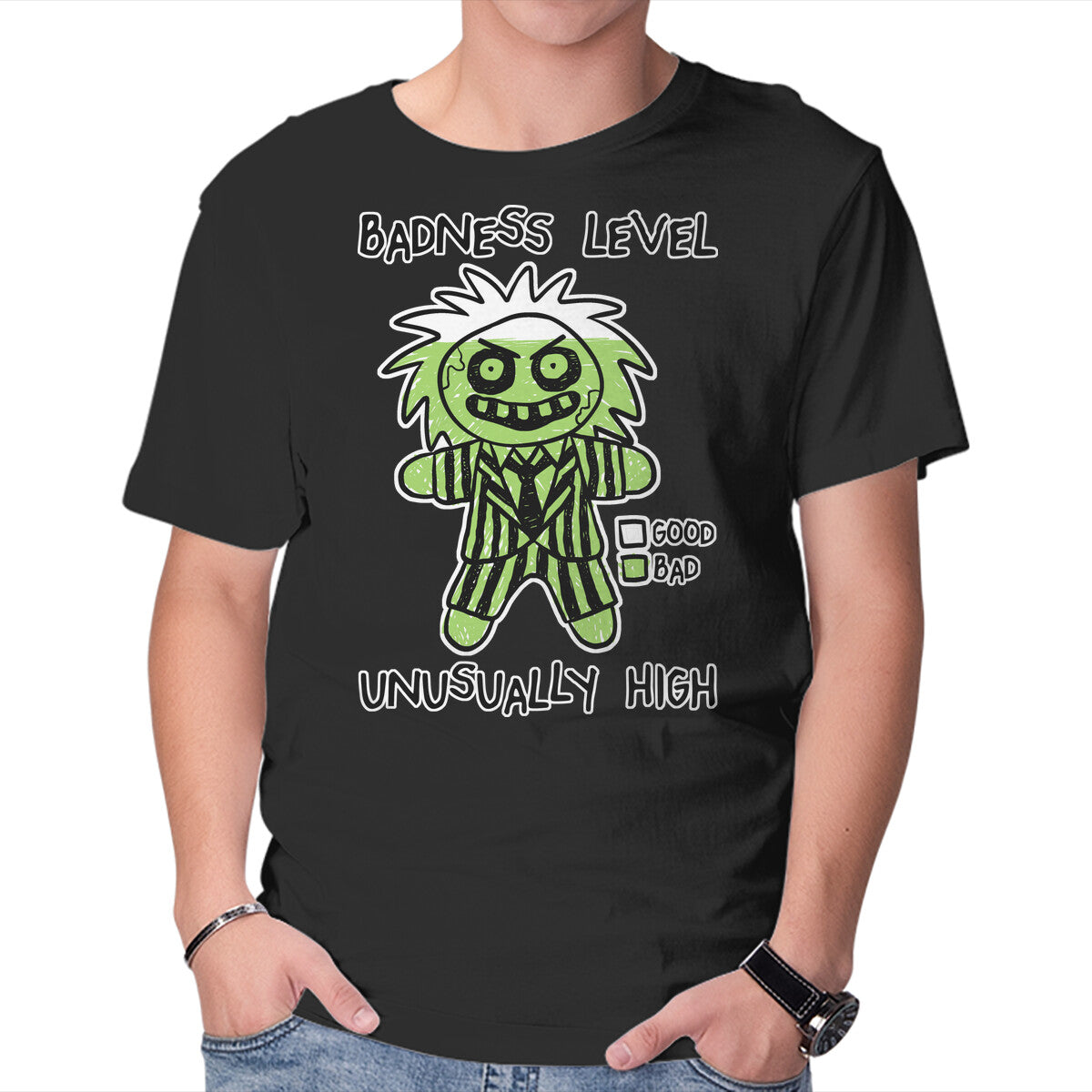 BJ Badness level – Horror Graphic T-Shirt in black, product display