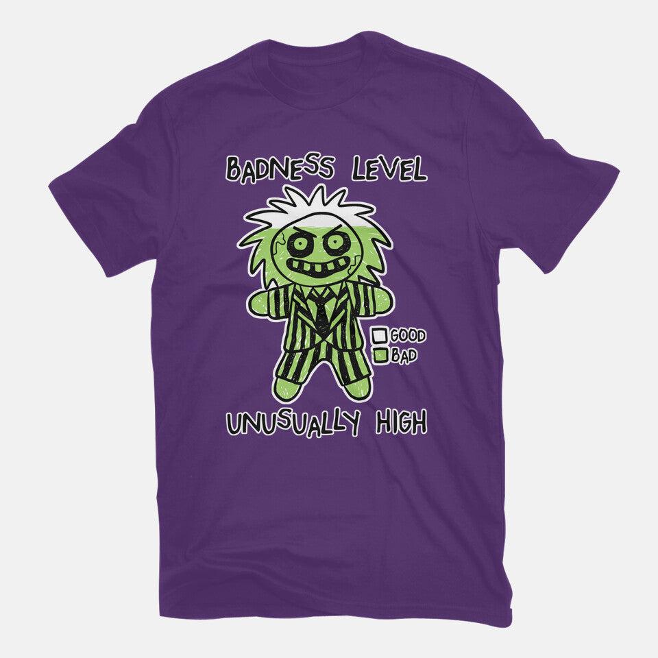 BJ Badness level – Horror Graphic T-Shirt in purple, flat-lay product view