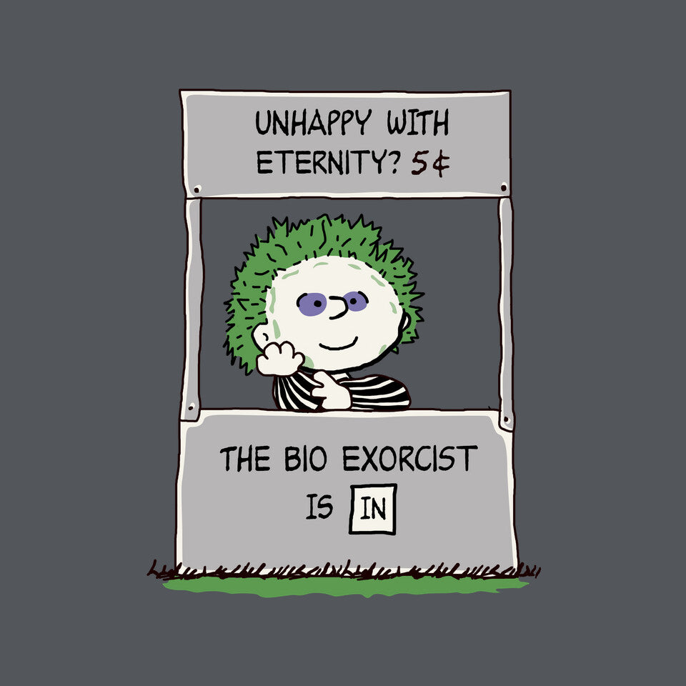 Bio Exorcist Consultancy – Horror Graphic T-Shirt design artwork for charcoal graphic T-shirt