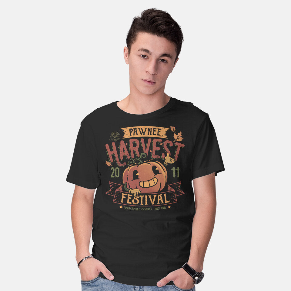 Model wearing black Curse Free Fest – Funny Graphic T-Shirt